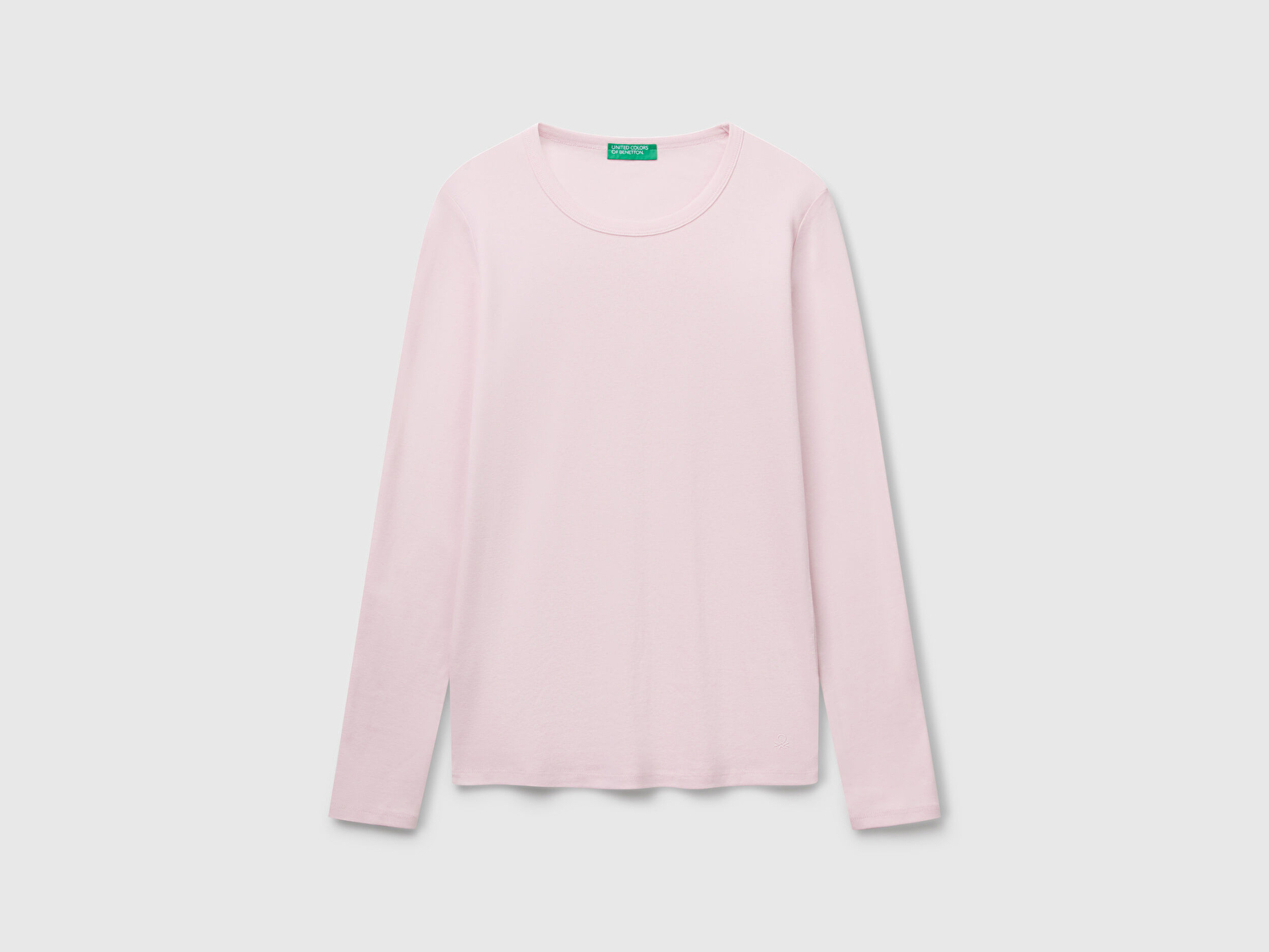 Benetton Kadın Açık Pembe Basic Bisiklet Yaka Uzun Kollu T-Shirt