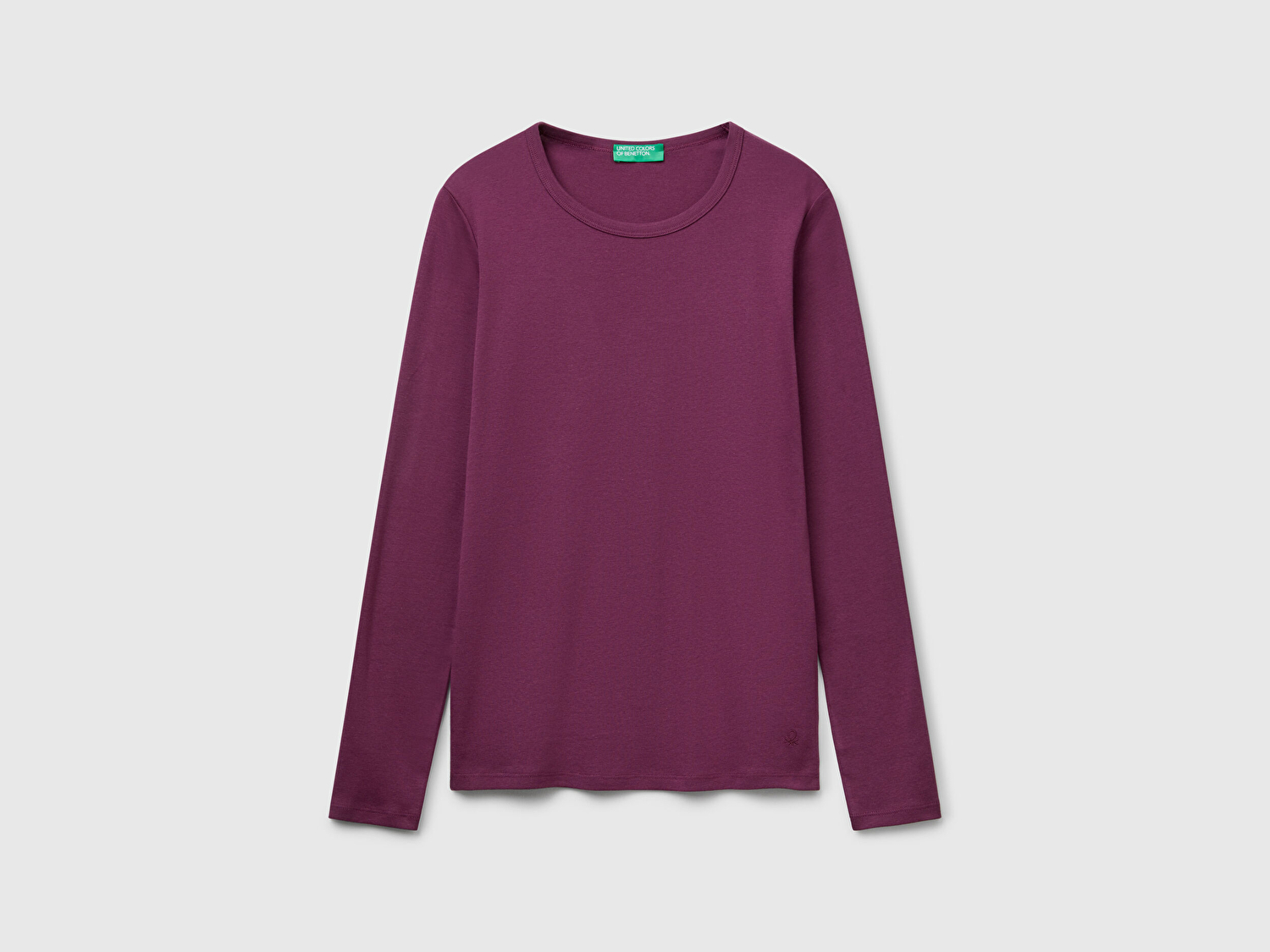 Benetton Kadın Mürdüm Basic Bisiklet Yaka Uzun Kollu T-Shirt