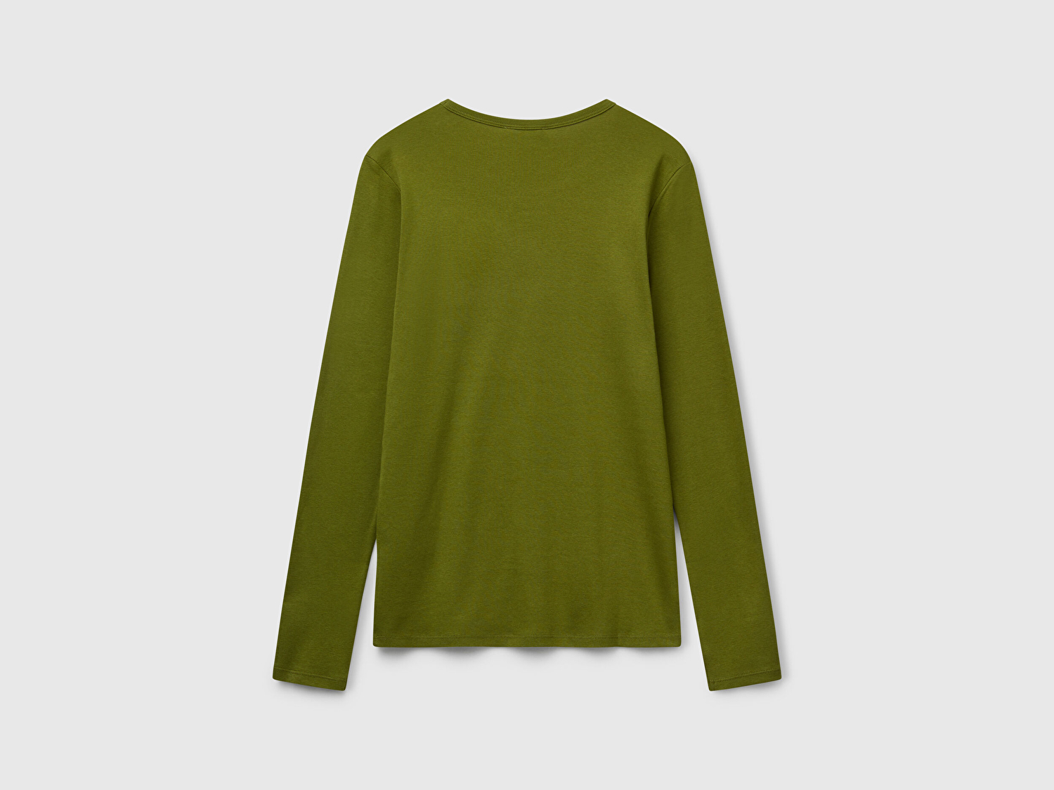 Benetton Kadın Haki Yeşili Basic Bisiklet Yaka Uzun Kollu T-Shirt