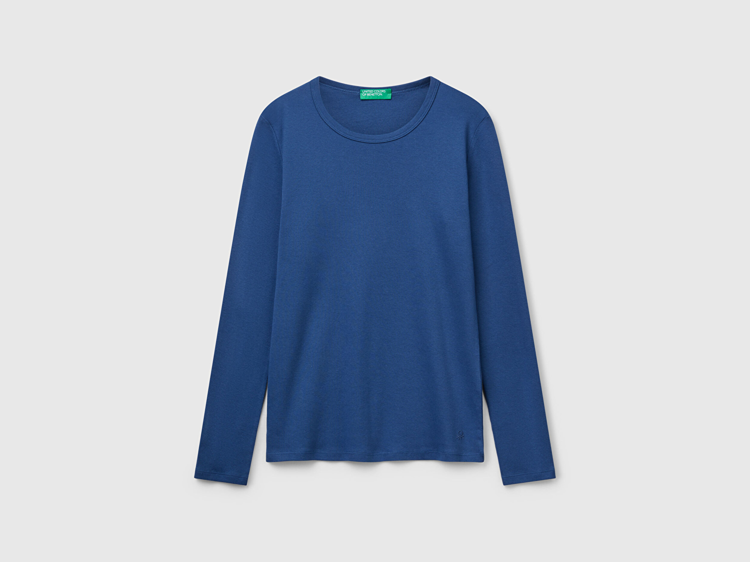 Benetton Kadın İndigo Mavisi Basic Bisiklet Yaka Uzun Kollu T-Shirt