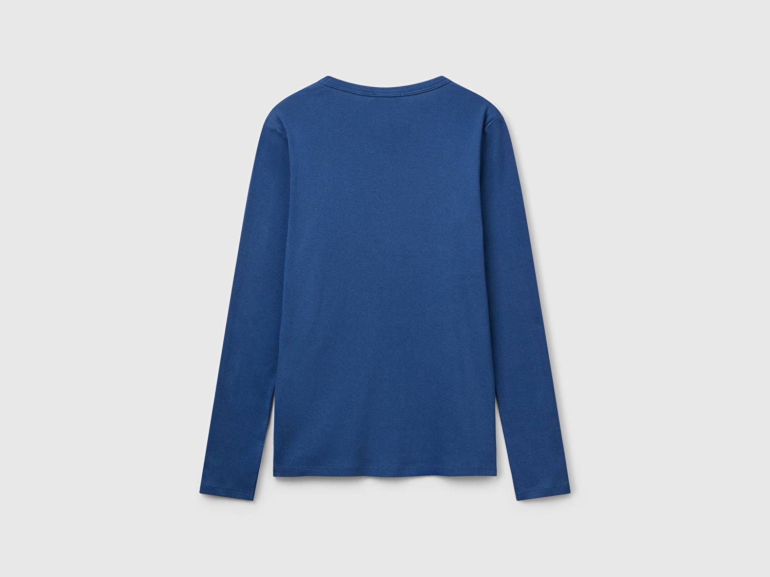 Benetton Kadın İndigo Mavisi Basic Bisiklet Yaka Uzun Kollu T-Shirt