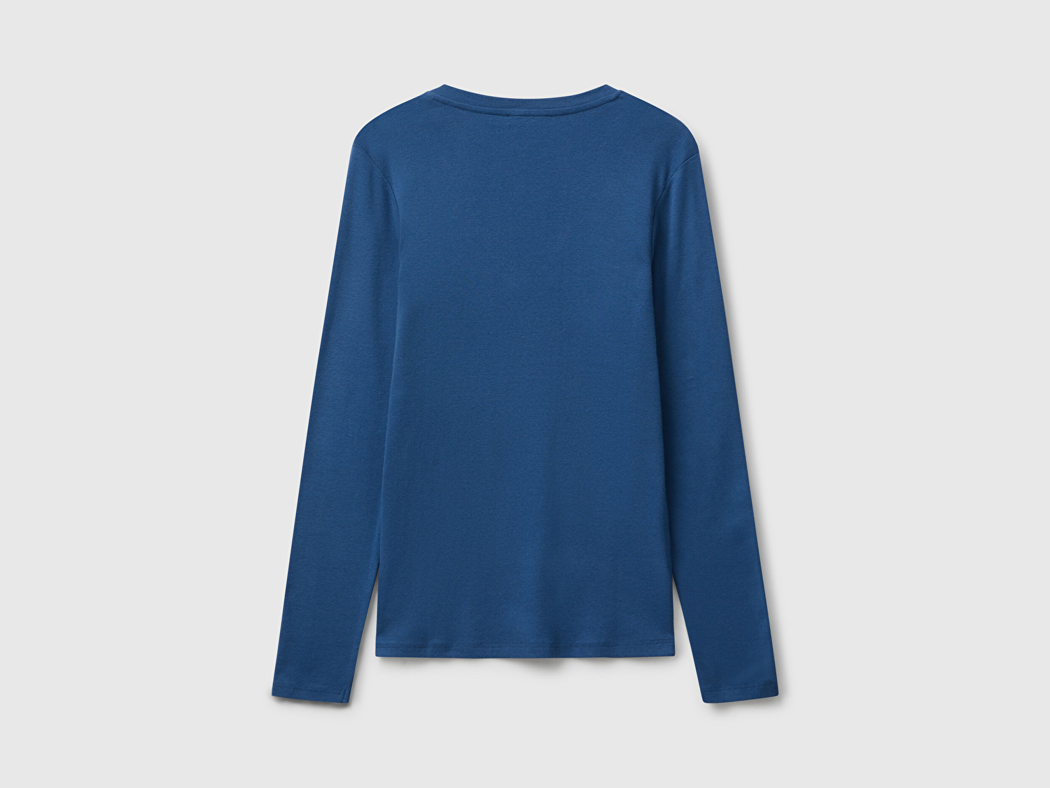 Benetton Kadın İndigo Mavisi Basic V Yaka Uzun Kollu T-Shirt