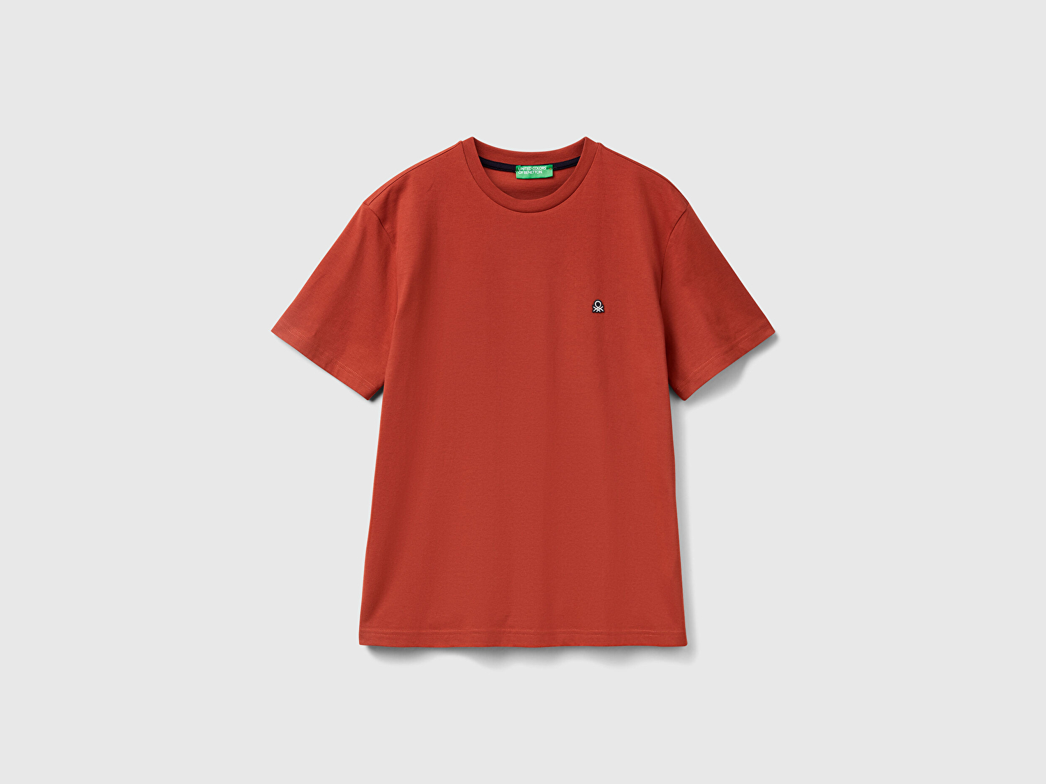 Benetton Erkek Kırmızı %100 Koton Benetton Logolu Bisiklet Yaka T-Shirt