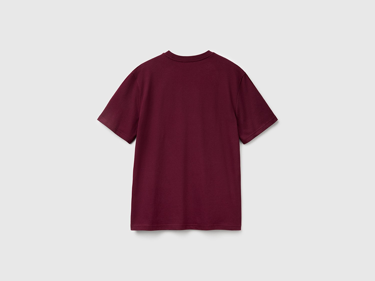 Benetton Erkek Bordo %100 Koton Benetton Logolu Bisiklet Yaka T-Shirt