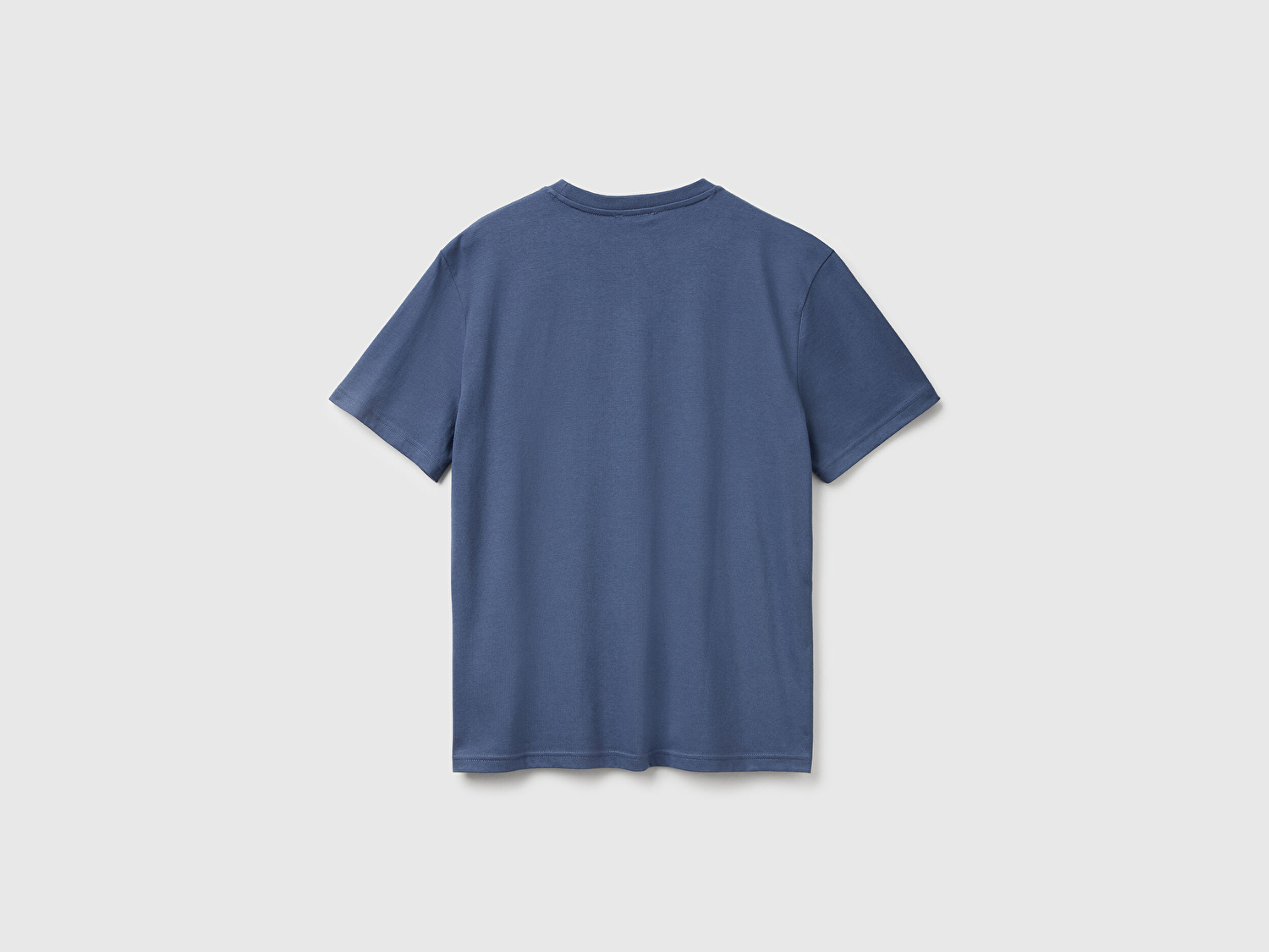 Benetton Erkek Havacı Mavi %100 Koton Benetton Logolu Bisiklet Yaka T-Shirt