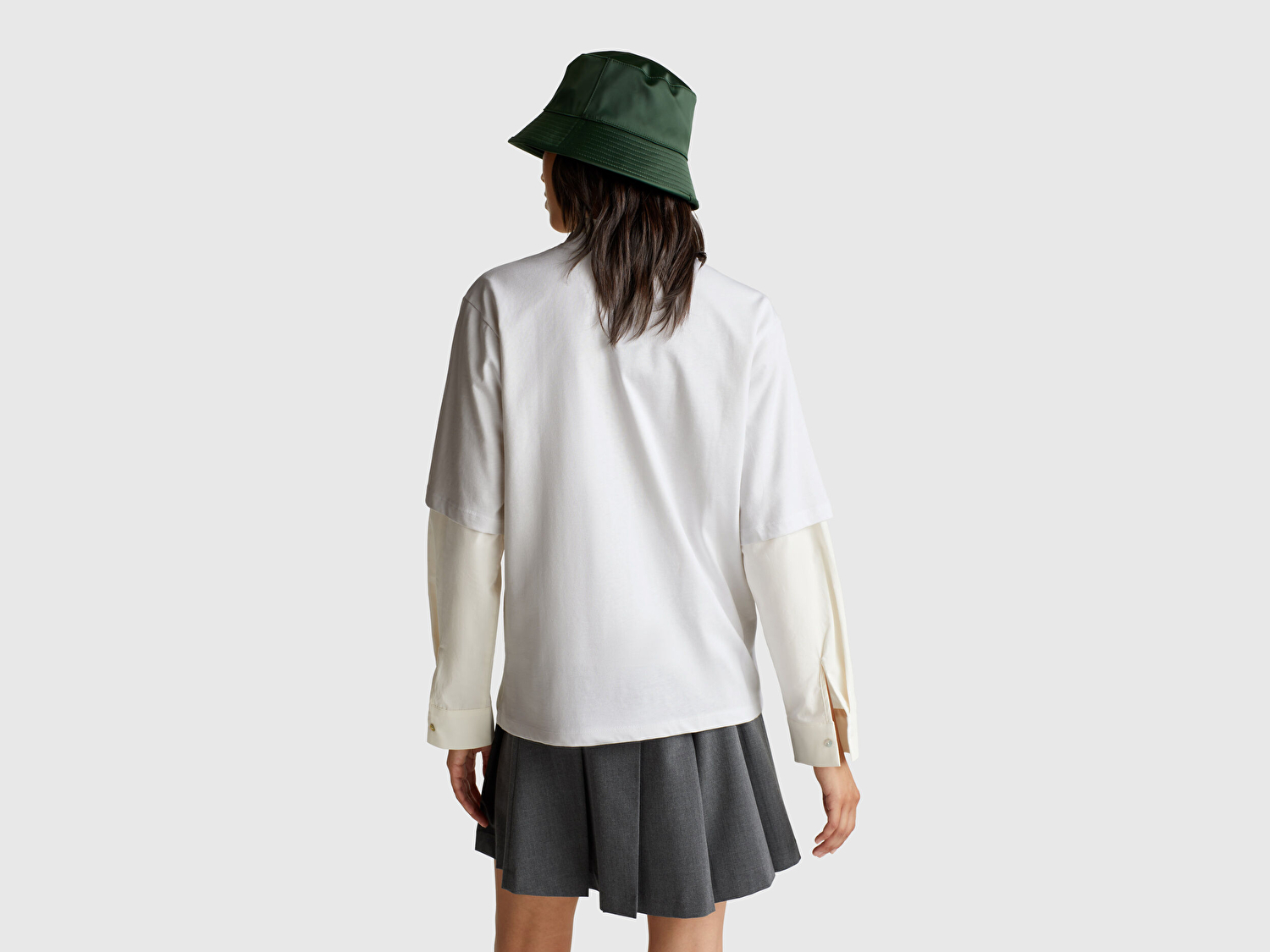 Benetton Kadın Beyaz Koton Karışımlı Baskılı T-Shirt