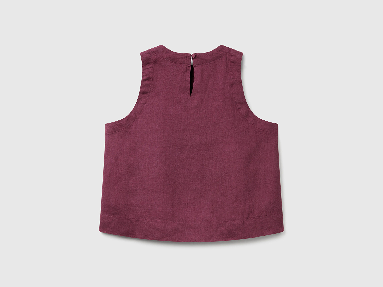 Benetton Kadın Mürdüm %100 Keten Kolsuz Bluz