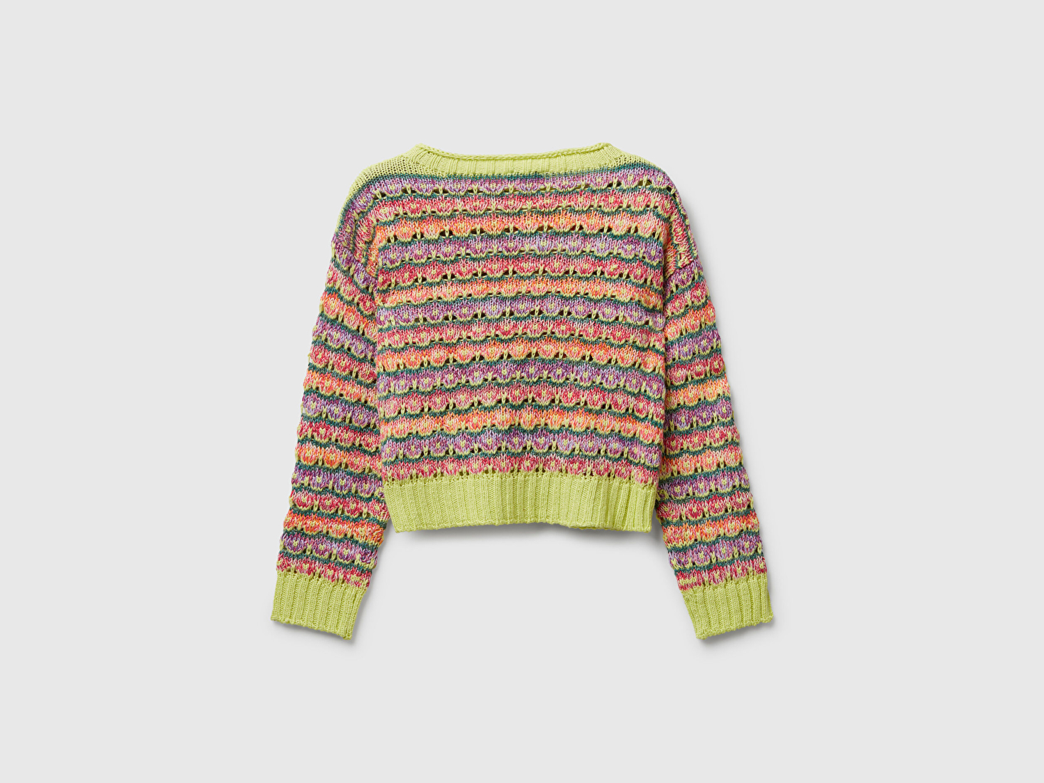 Benetton Kız Çocuk Çok Renkli %100 Akrilik Karışık Dikişli Crop Kazak