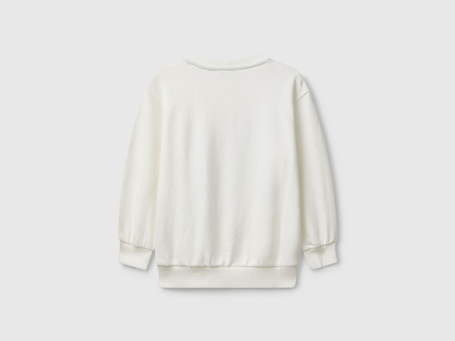 Benetton Erkek Bebek Ekru Önü İllüzyon Efektli Bisiklet Yaka Relaxed Fit Sweatshirt