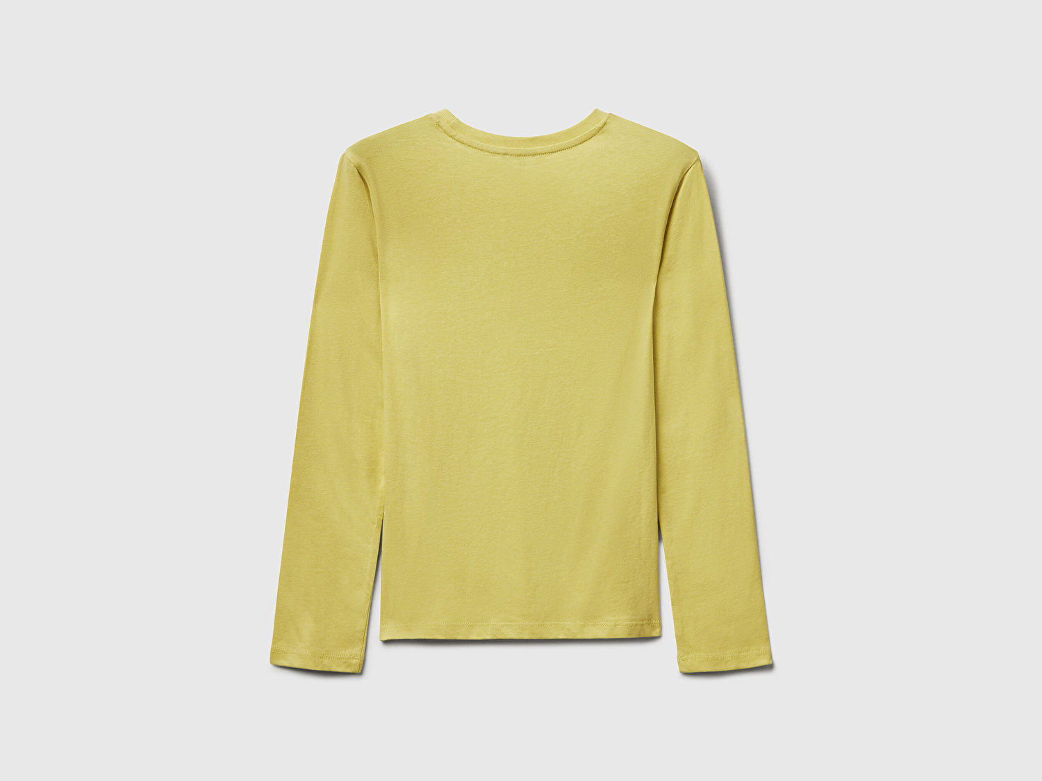 Kız Çocuk Hardal Önü Simli Baskılı Ribana Yakalı Uzun Kollu T-shirt