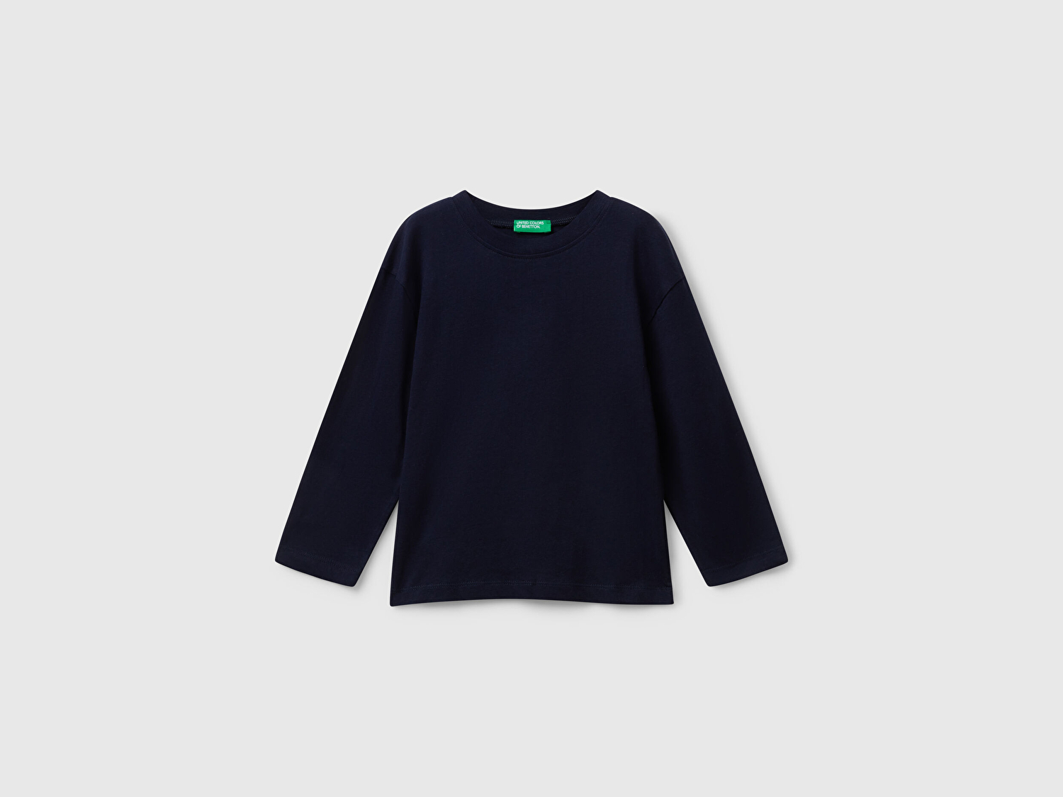 Benetton Erkek Bebek Lacivert Baskılı Bisiklet Yaka Uzun Kollu T-shirt