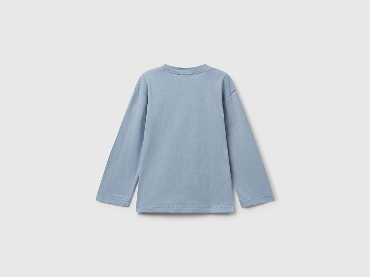Benetton Erkek Bebek Mavi Baskılı Bisiklet Yaka Uzun Kollu T-shirt