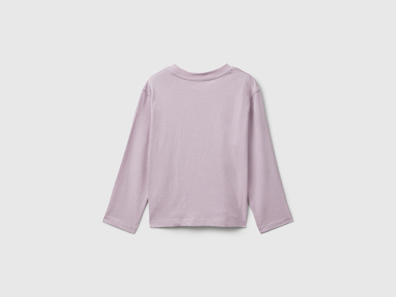 Benetton Kız Bebek Lila Önü Parıltılı Baskılı Bisiklet Yaka Uzun Kollu T-shirt