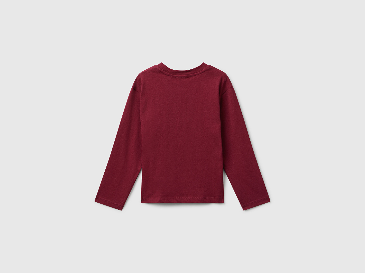Benetton Kız Bebek Bordo Önü Parıltılı Baskılı Bisiklet Yaka Uzun Kollu T-shirt