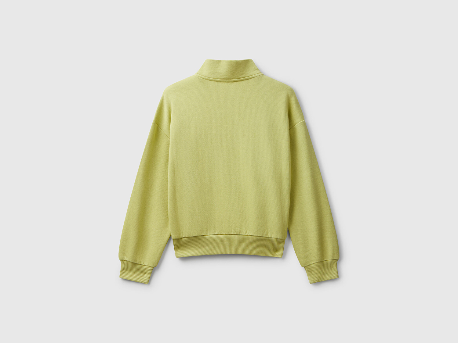 Benetton Kız Çocuk Hardal Önü Logo Nakışlı Cepli Fermuarlı Dik Yaka Sweatshirt