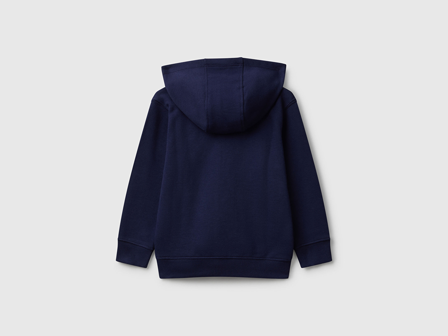Benetton Erkek Bebek Lacivert Önü Logo Baskılı Fermuarlı Kapüşonlu Sweatshirt