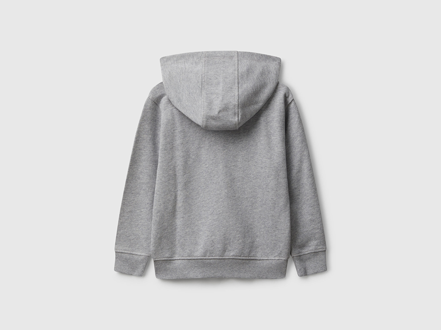 Benetton Erkek Bebek Gri Melanj Önü Logo Baskılı Fermuarlı Kapüşonlu Sweatshirt