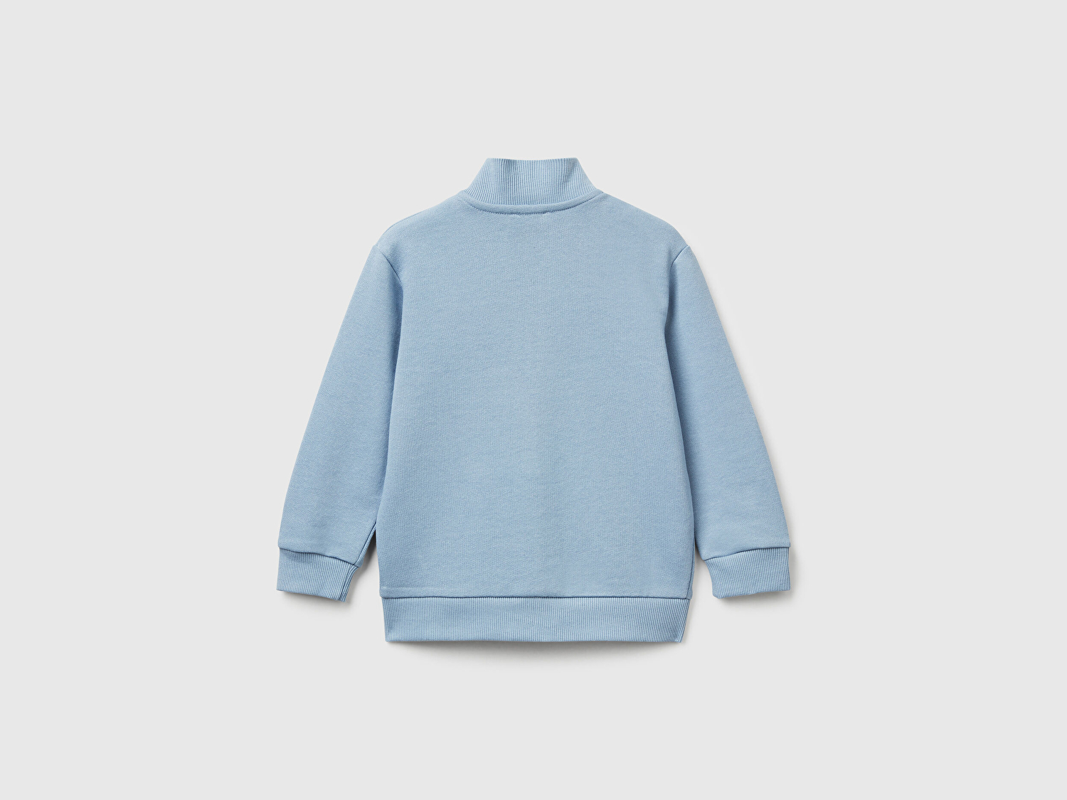 Benetton Erkek Bebek Mavi Logo Detaylı Önü Fermuarlı Ribana Detaylı Sweatshirt