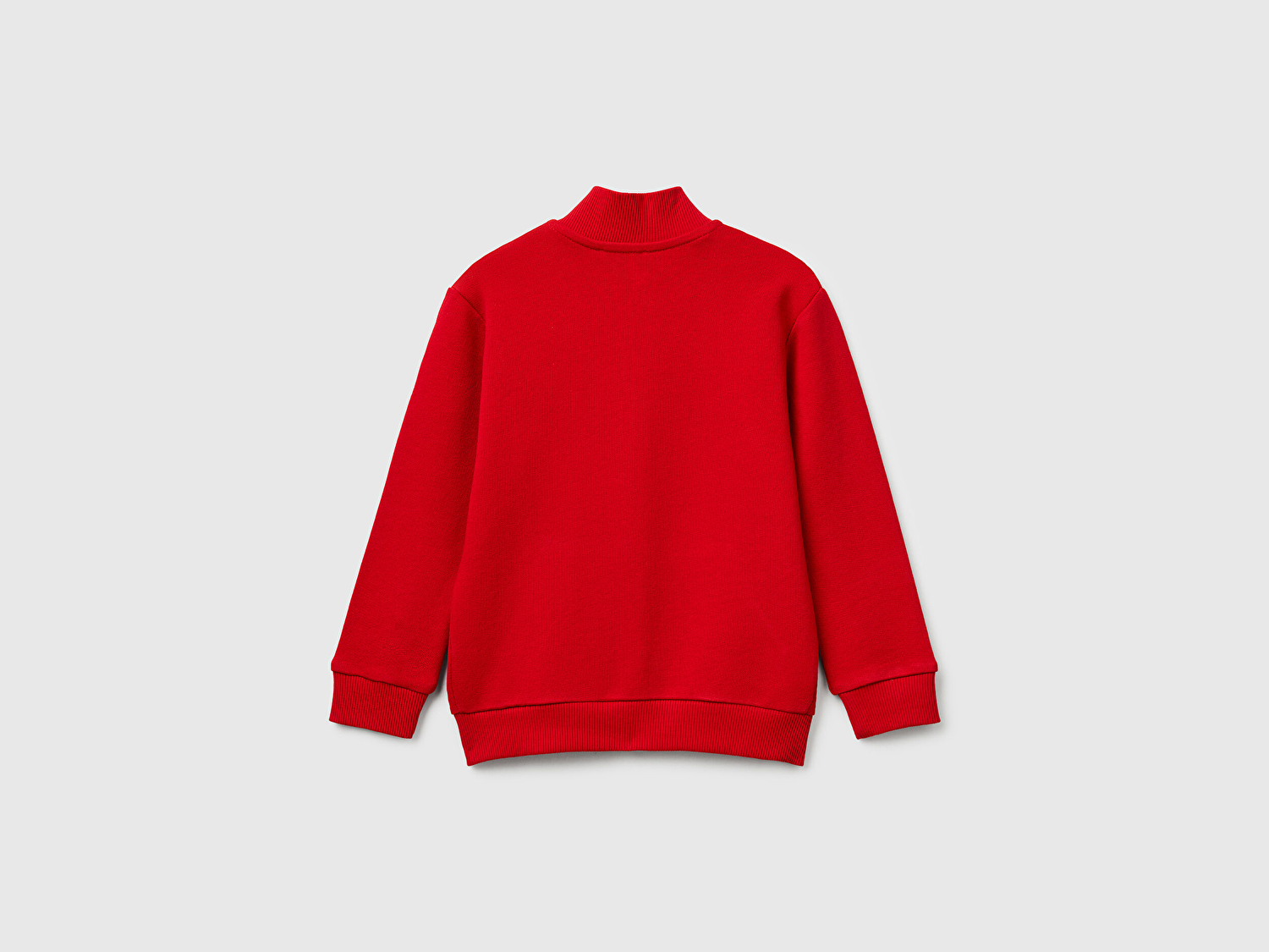 Benetton Erkek Bebek Kırmızı Logo Detaylı Önü Fermuarlı Ribana Detaylı Sweatshirt