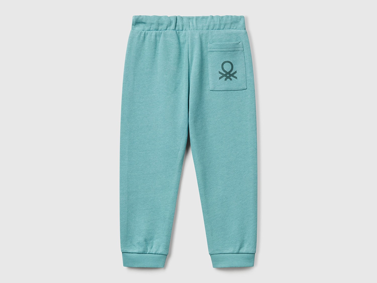 Benetton Erkek Bebek Gri-Yeşil Arka Cebi Logo Eşofman Altı