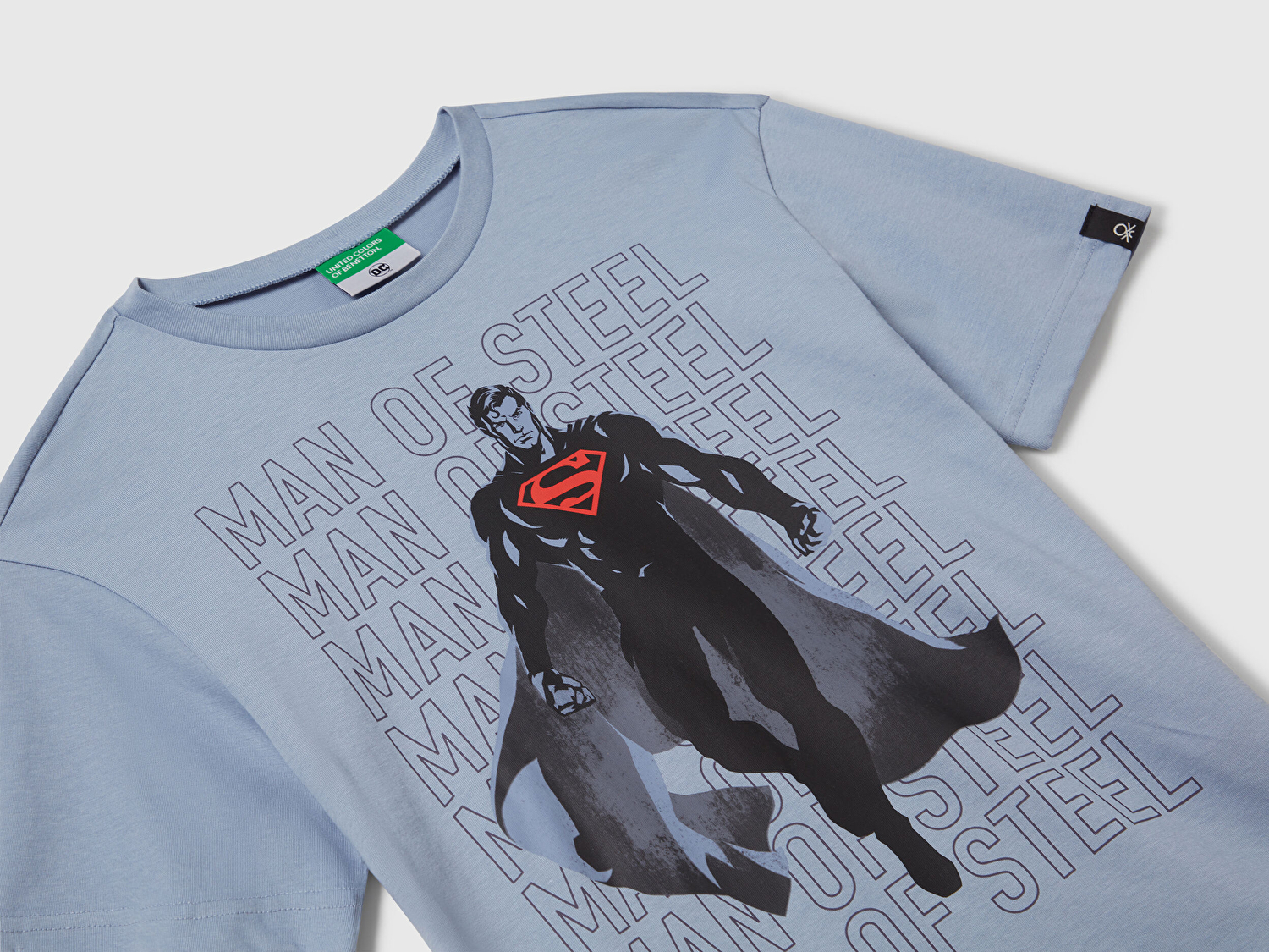 Benetton Erkek Çocuk Mavi Superman Baskılı Logo Etiketli T-shirt
