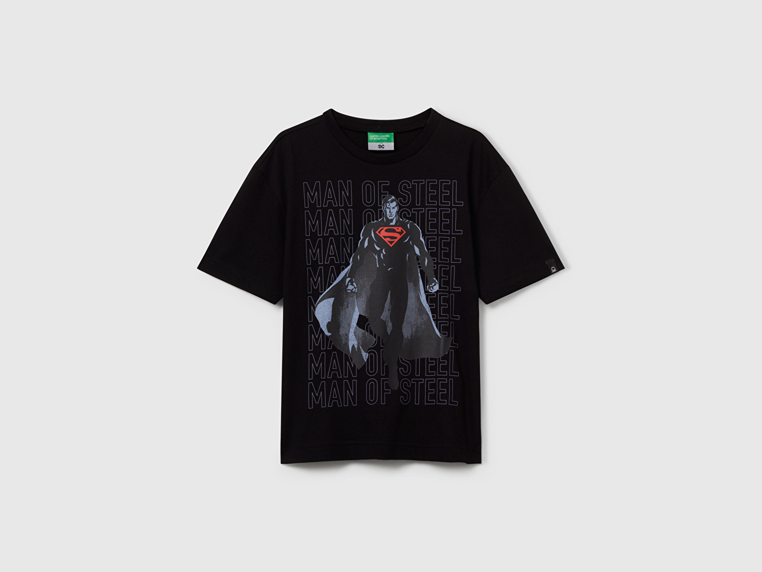 Benetton Erkek Çocuk Siyah Superman Baskılı Logo Etiketli T-shirt