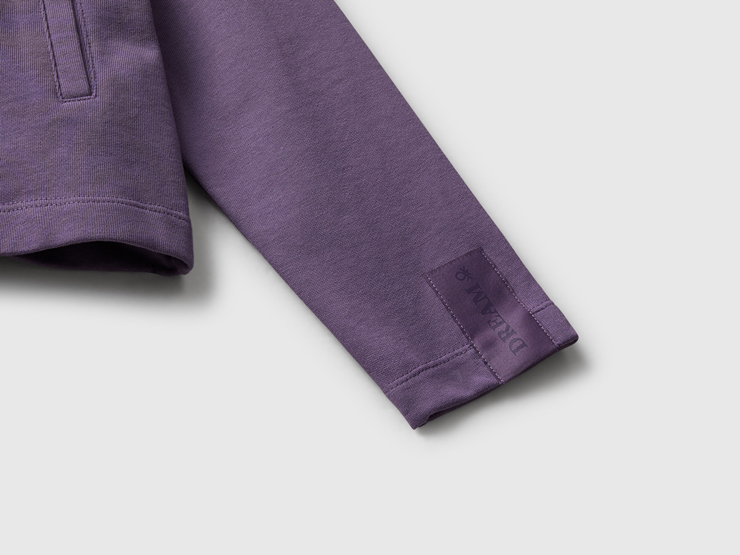 Benetton Kız Çocuk Mor Kolu Etiket Detaylı Cepli Fermuarlı Kapüşonlu Sweatshirt