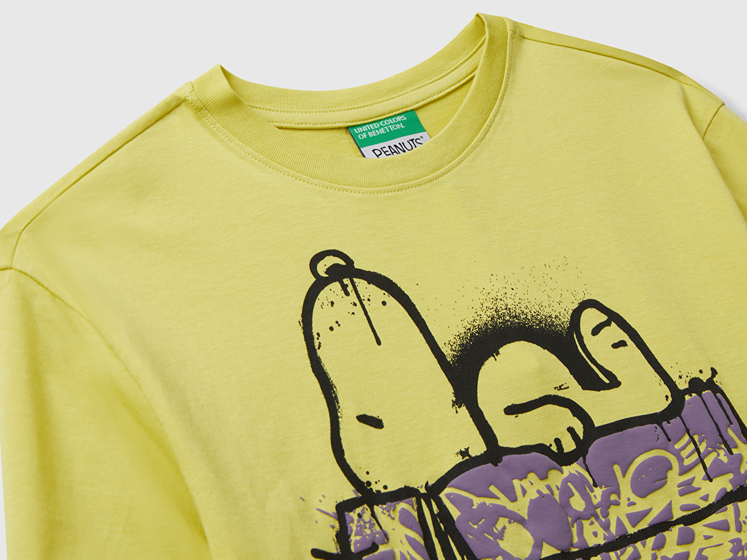 Benetton Erkek Çocuk Hardal Çok Renkli Peanuts Baskılı Kolu Logo Etiketli Comfort Fit T-shirt