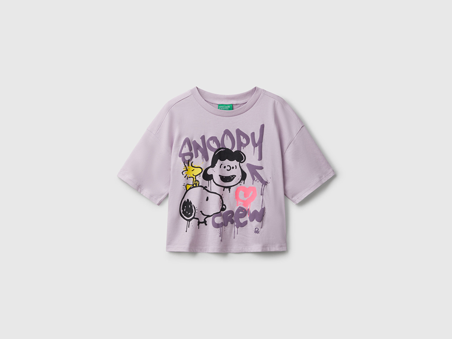 Benetton Kız Çocuk Lila Önü Baskılı Jarse Boxy T-shirt