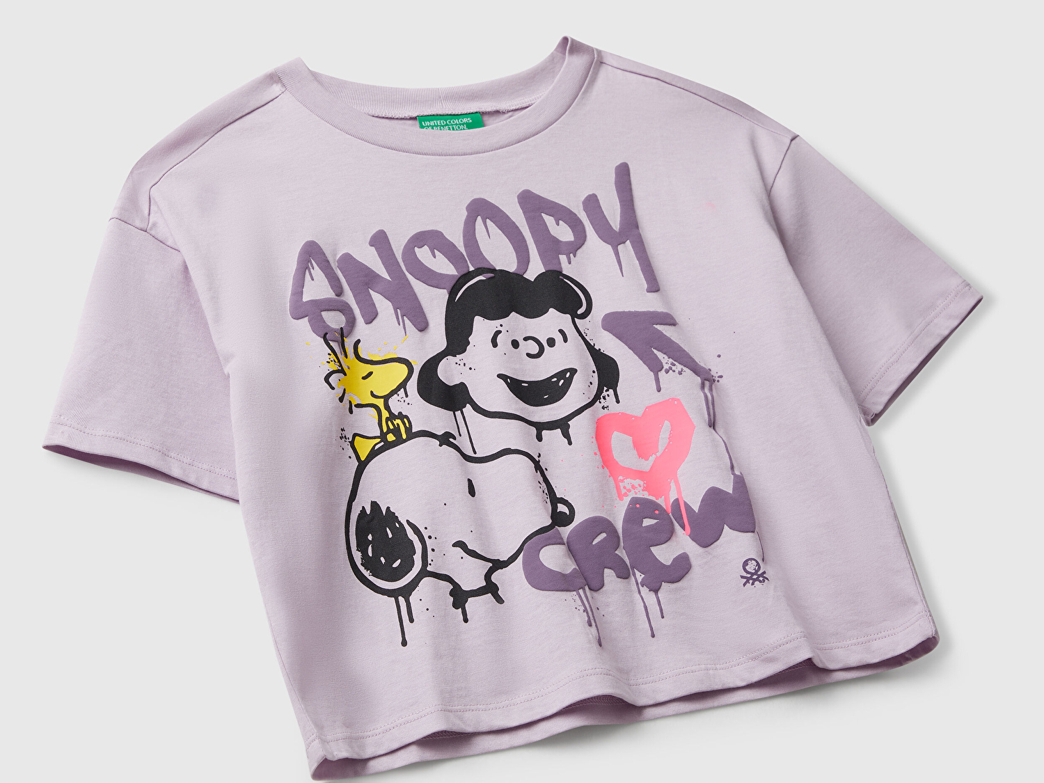 Benetton Kız Çocuk Lila Önü Baskılı Jarse Boxy T-shirt
