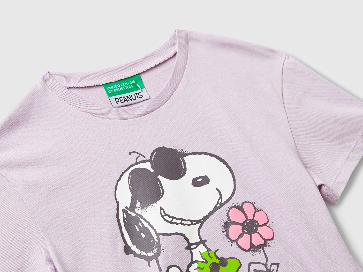 Benetton Kız Bebek Lila Önü Baskılı Logo Detaylı Ribana Yakalı Jarse T-shirt