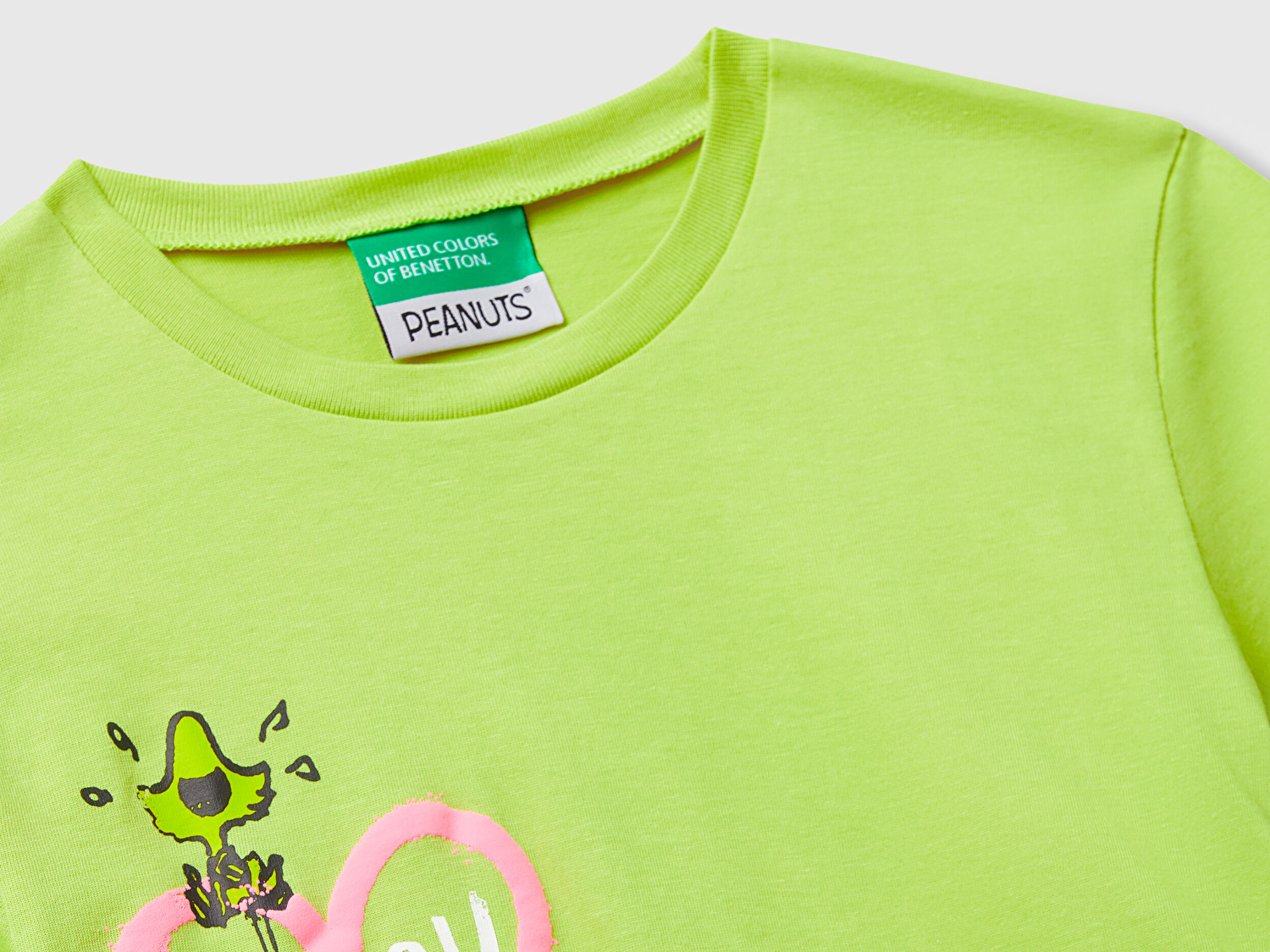 Benetton Kız Bebek Hardal Önü Baskılı Logo Detaylı Ribana Yakalı Jarse T-shirt
