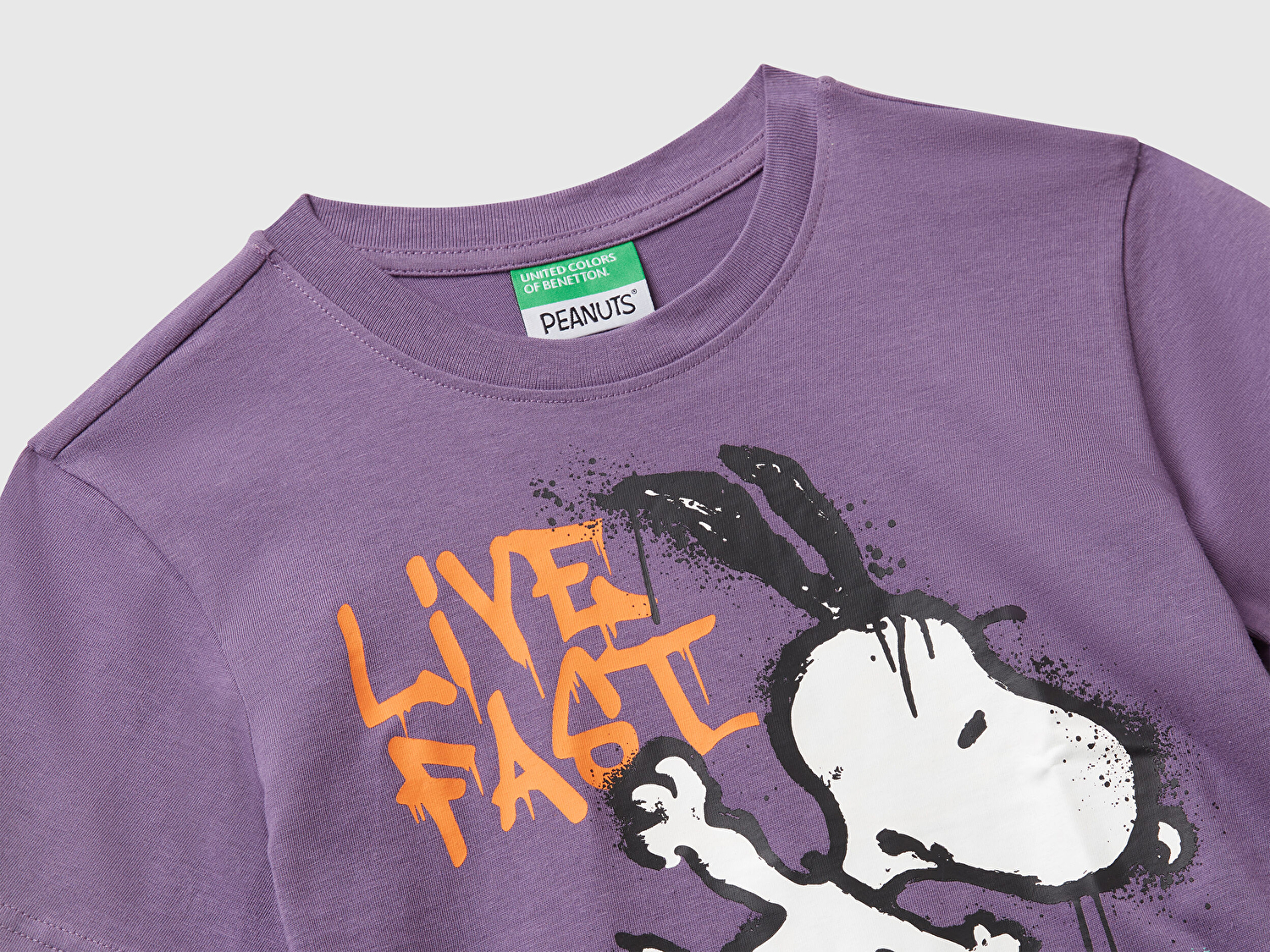Benetton Erkek Bebek Mor Önü Renkli Peanuts Baskılı Jarse T-shirt