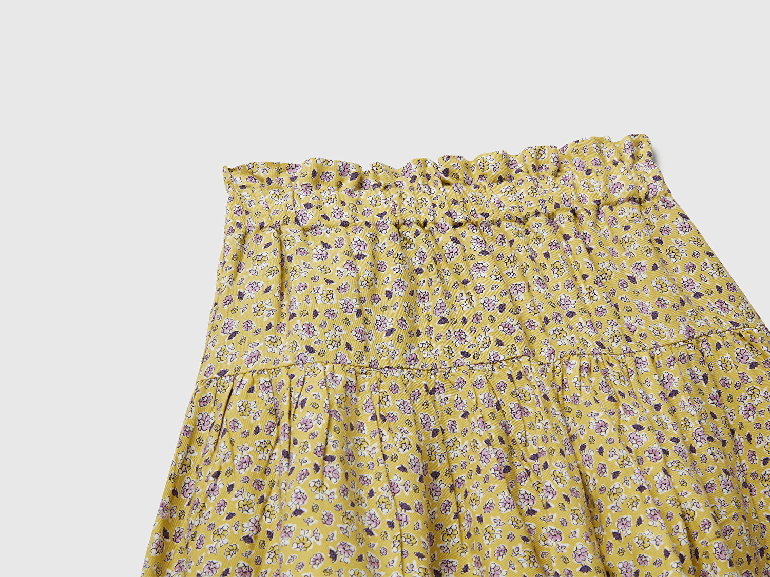 Kız Çocuk Mavi-Yeşil Tamamı Baskılı Pileli Beli Büzgülü Etek