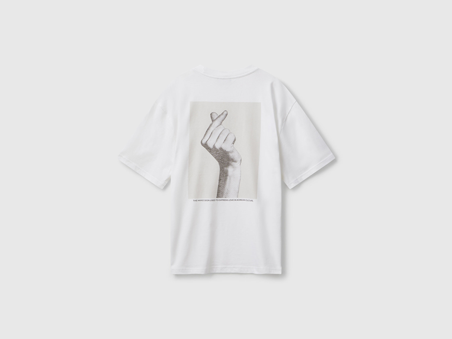 Benetton Erkek Beyaz-Love Baskılı %100 Pamuk Önü ve Arkası Baskılı T-Shirt