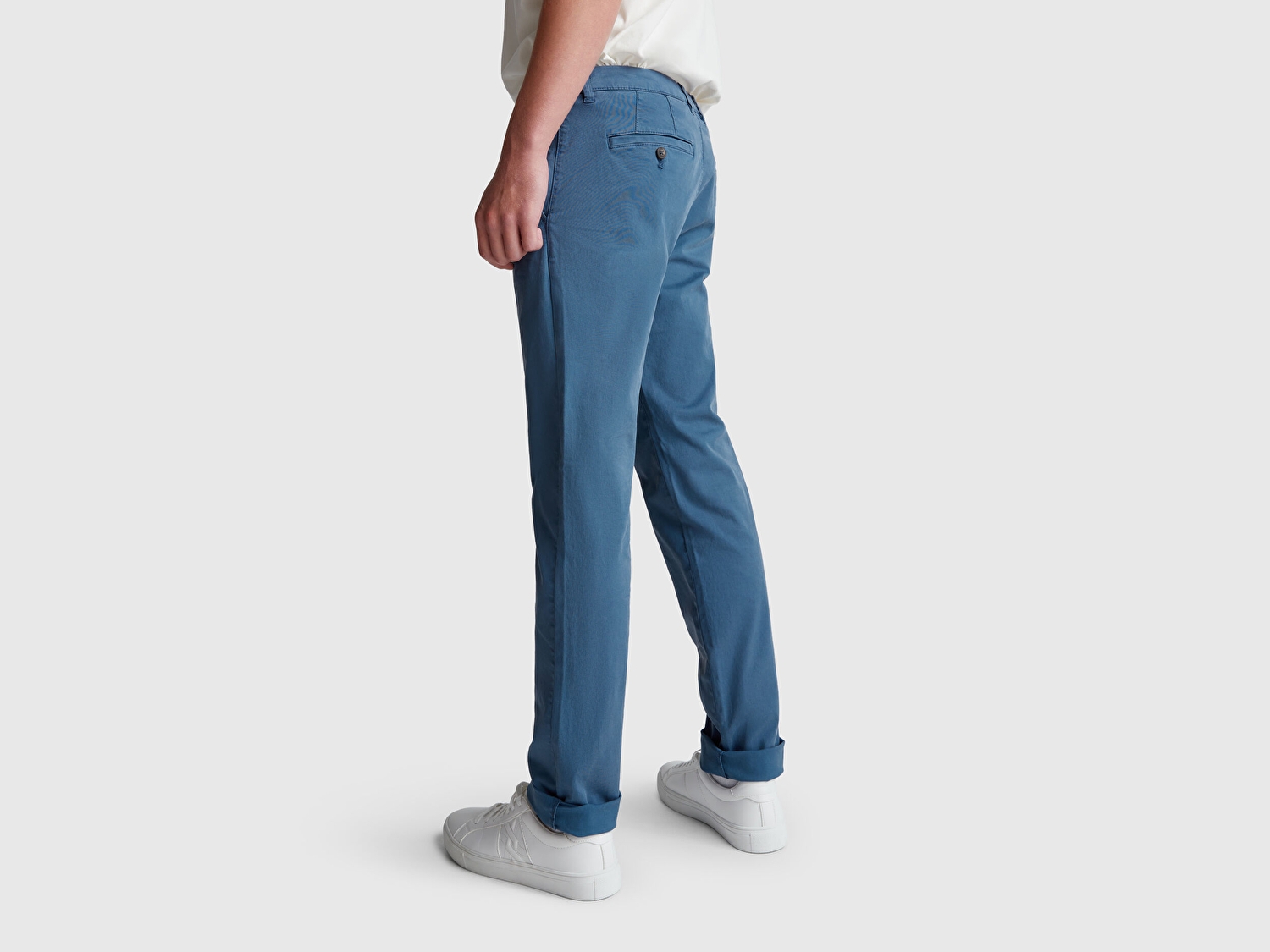 Benetton Erkek Havacı Mavi Slim Fit Chino Pantolon