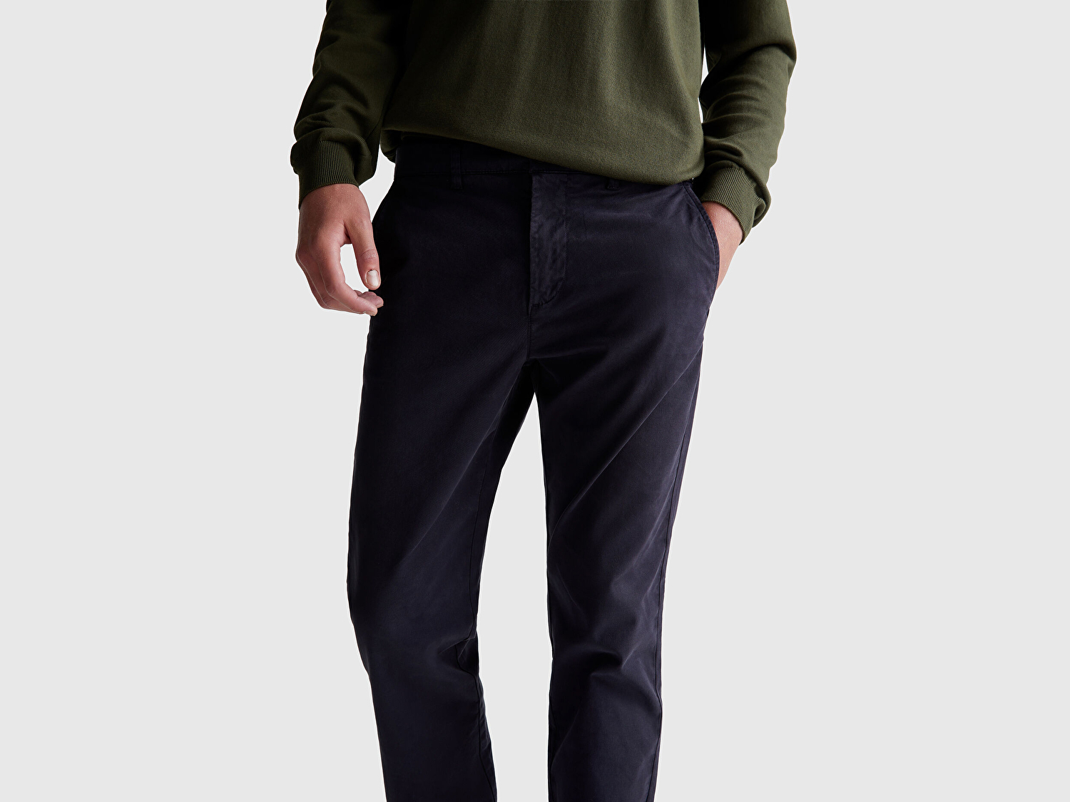 Benetton Erkek Lacivert Slim Fit Chino Pantolon