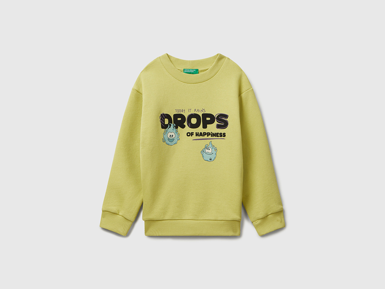Benetton Erkek Bebek Hardal Çok Renkli Baskılı Relaxed Fit Sweatshirt