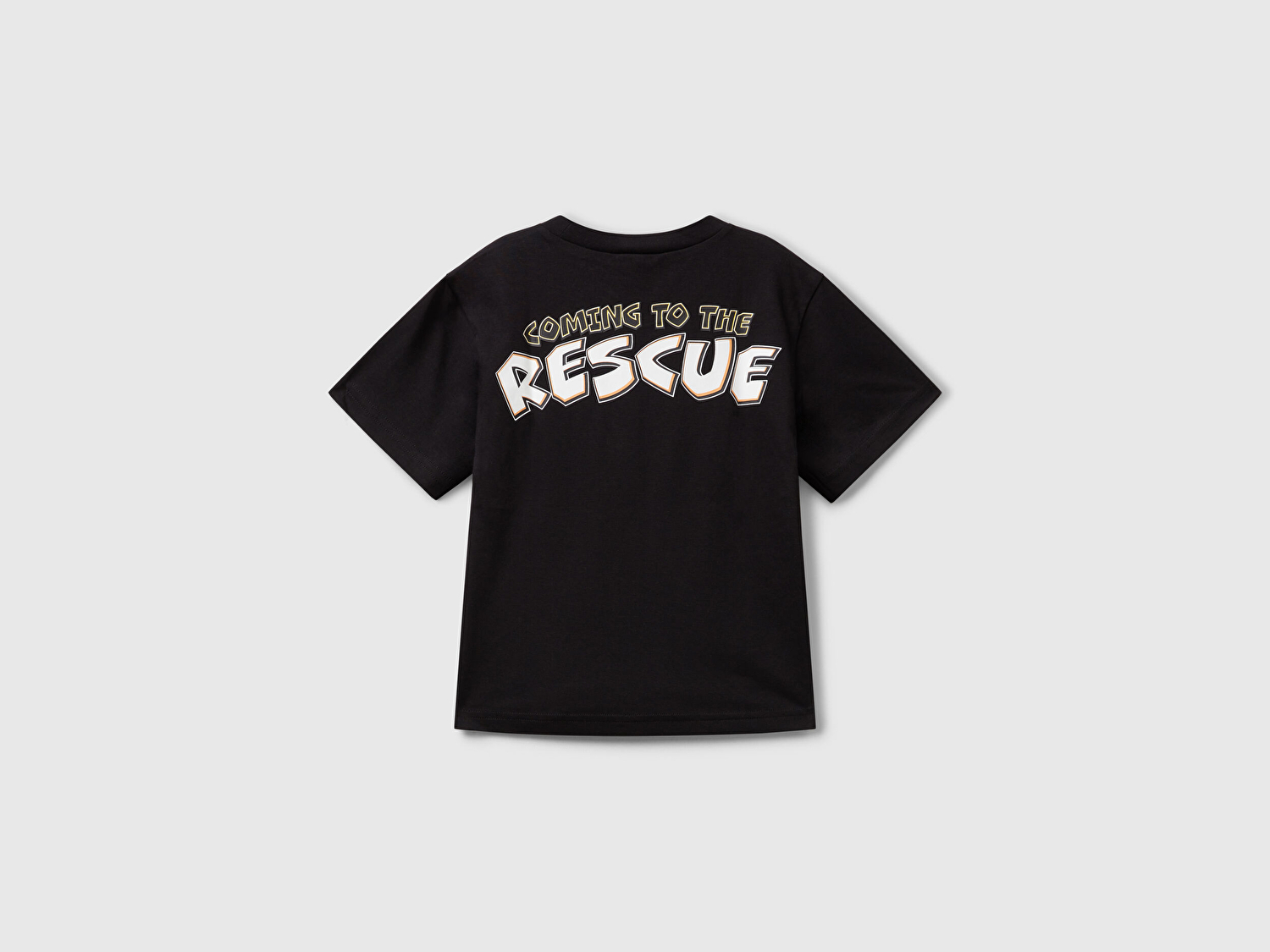 Benetton Erkek Bebek Siyah Önü ve Arkası Superman Baskılı Logo Etiketli Jarse T-shirt