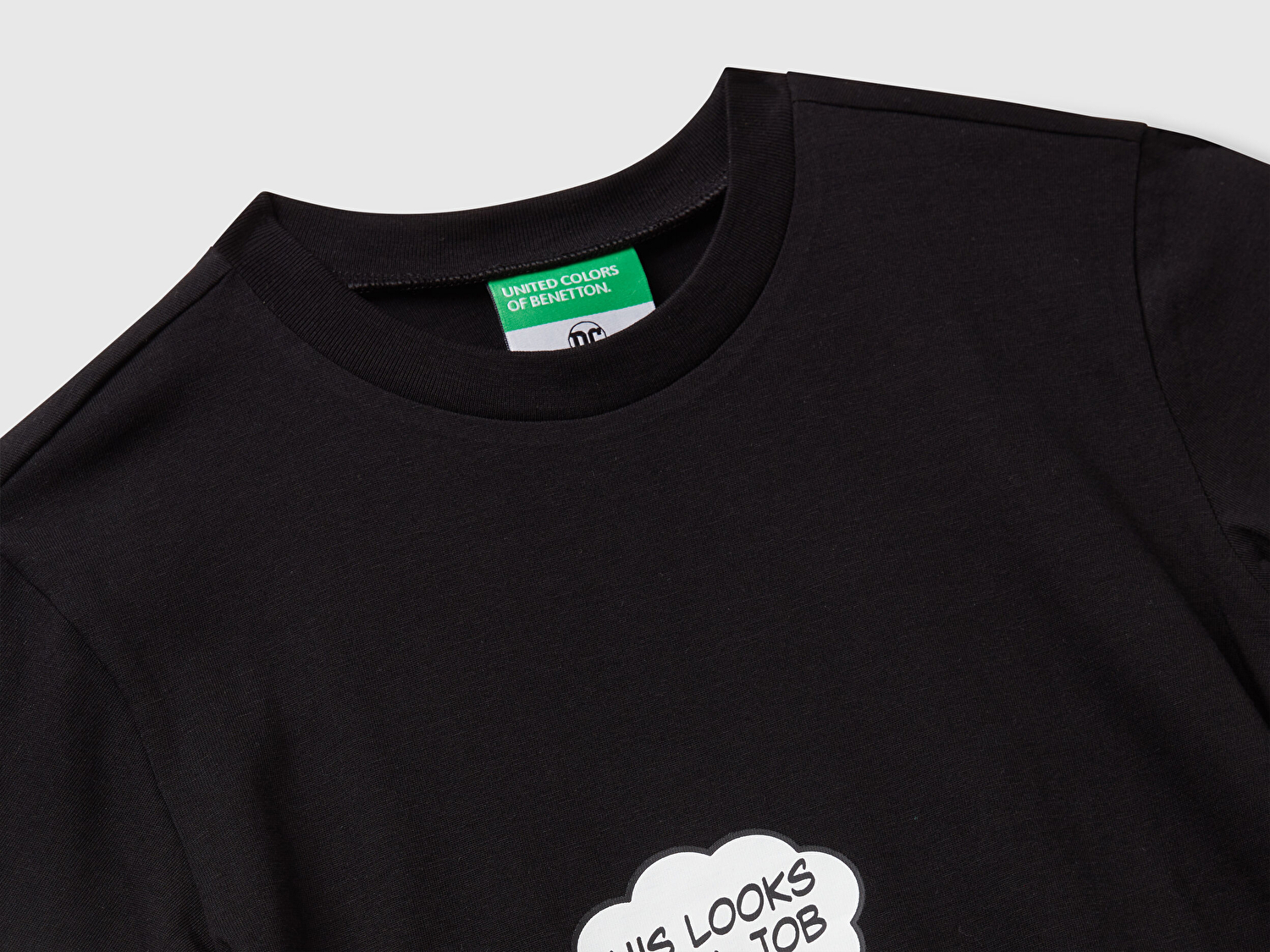Benetton Erkek Bebek Siyah Önü ve Arkası Superman Baskılı Logo Etiketli Jarse T-shirt