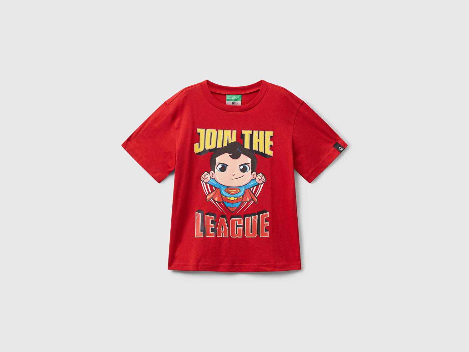 Benetton Erkek Bebek Kırmızı Önü ve Arkası Superman Baskılı Logo Etiketli Jarse T-shirt