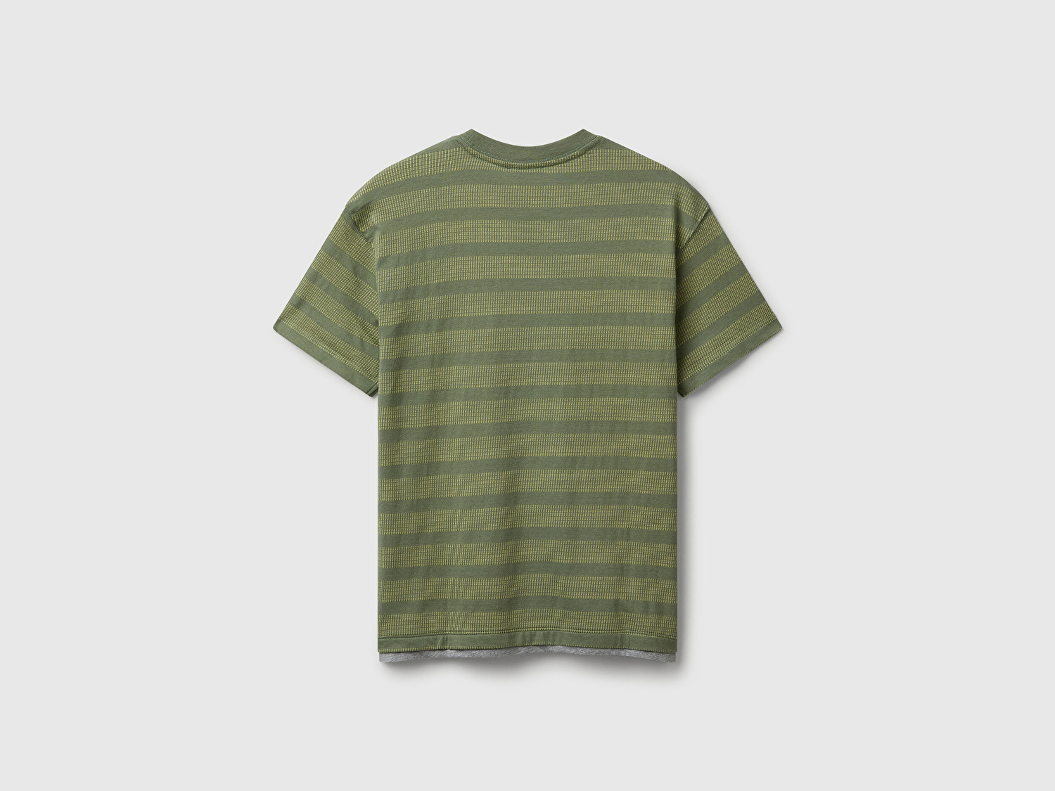 Benetton Erkek Çocuk Sarı Çizgili Önü Yazı Detaylı Kolu Logo Etiketli Oversize T-shirt