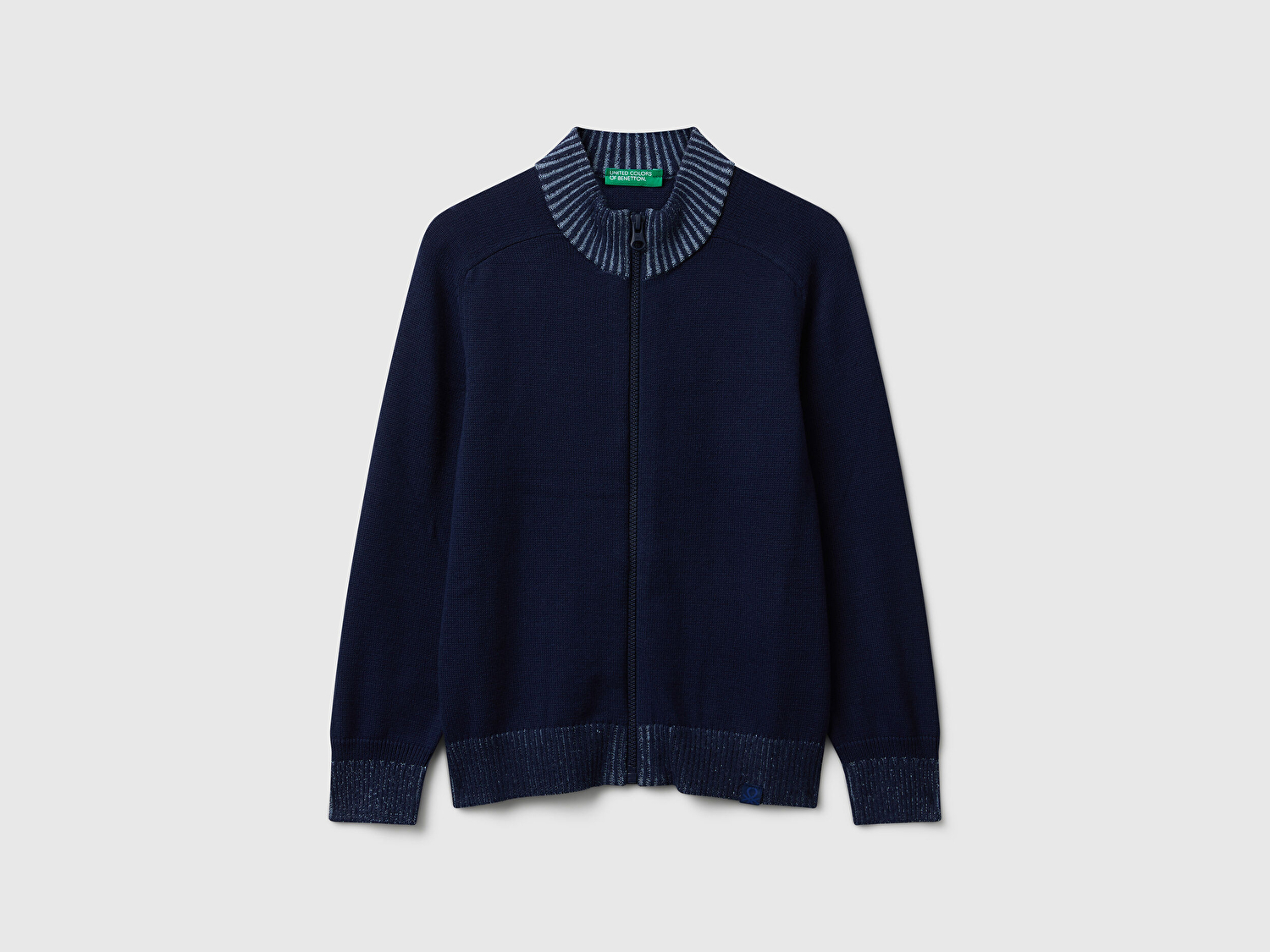 Benetton Erkek Çocuk Lacivert Fermuarlı Ribana Detaylı Hırka
