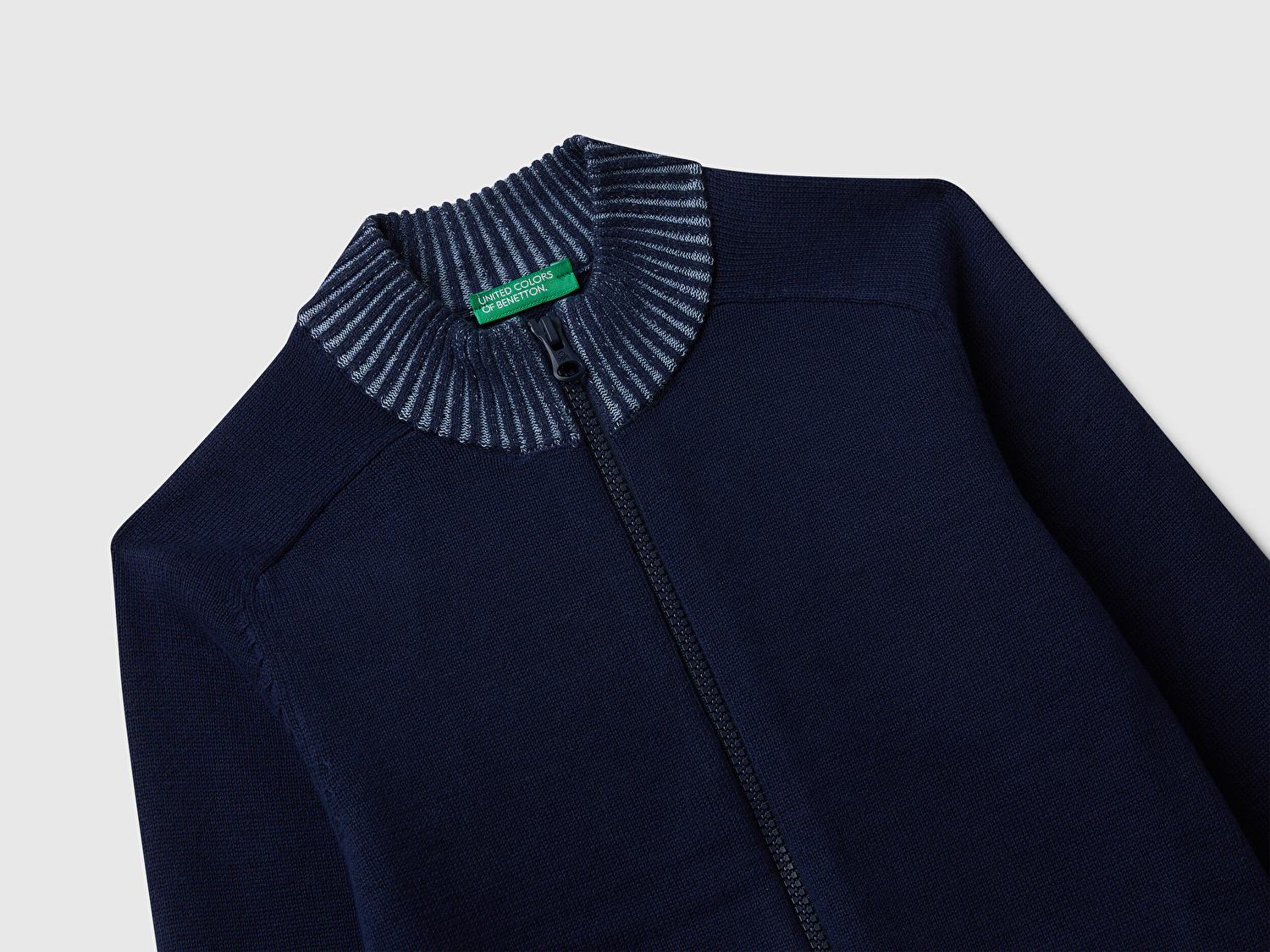 Benetton Erkek Çocuk Lacivert Fermuarlı Ribana Detaylı Hırka