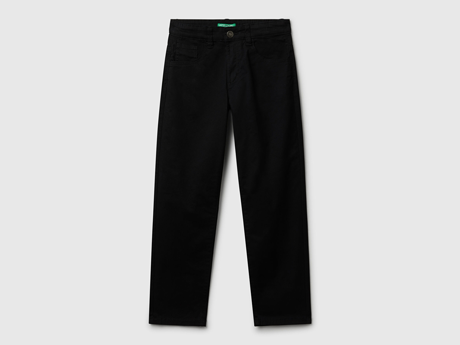 Benetton Erkek Çocuk Siyah Düğmeli Fermuarlı Slim Fit Pantolon