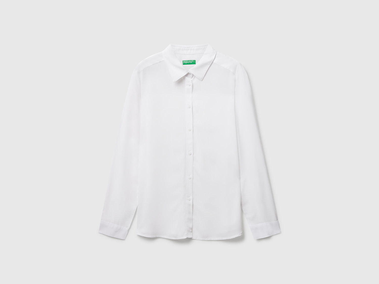 Benetton Kadın Beyaz %100 Viskoz Düğmeli Gömlek