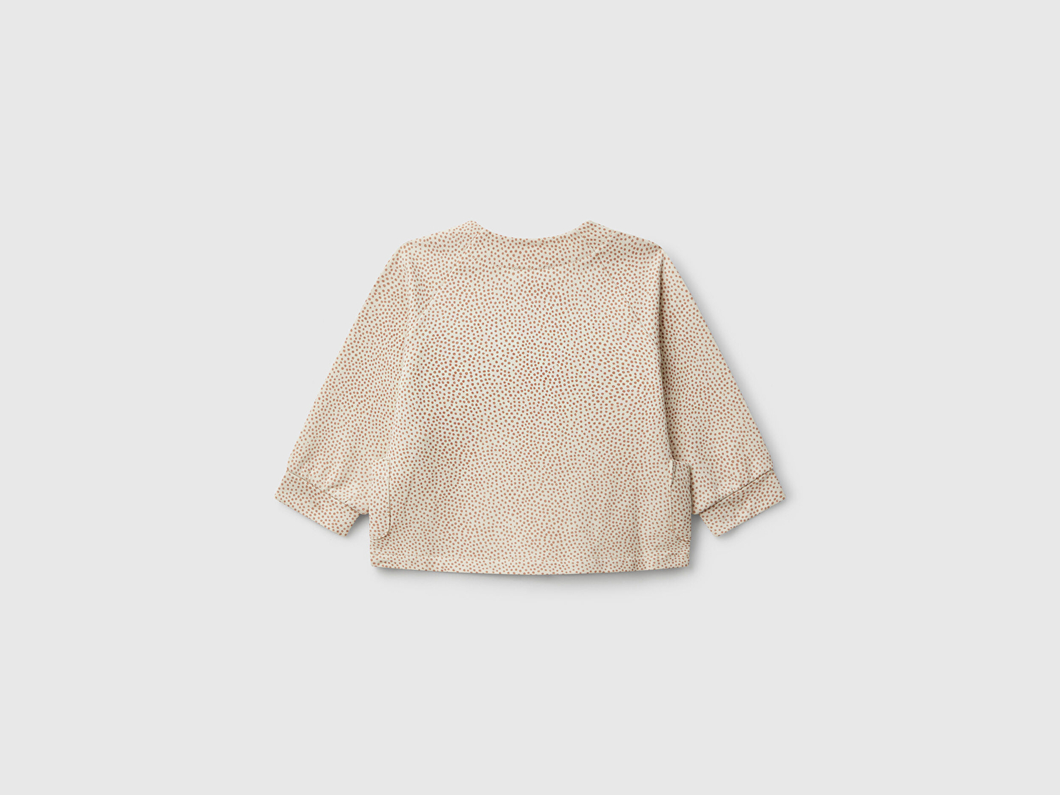 Benetton Bebek Bej Tamamı Desenli Gizli Çıtçıt Düğmeli Cepli Sweatshirt