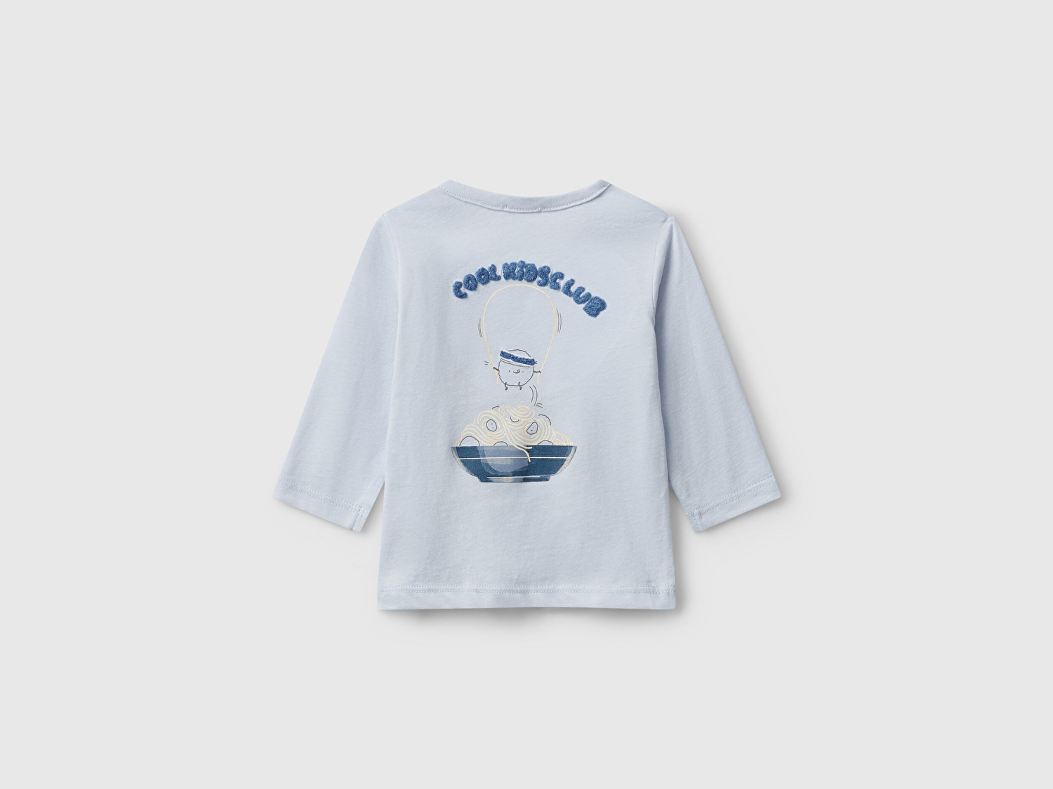 Benetton Bebek Açık Mavi Önü ve Arkası Yama Baskılı Uzun Kollu T-shirt