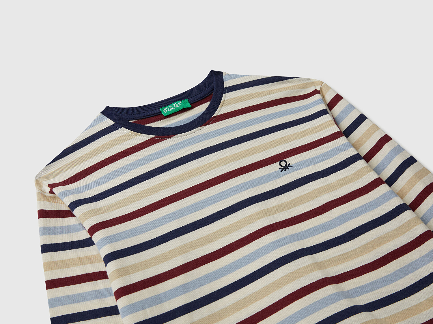 Benetton Erkek Çocuk Çok Remkli Çizgili Logo Detaylı Nervürlü Uzun Kollu T-shirt
