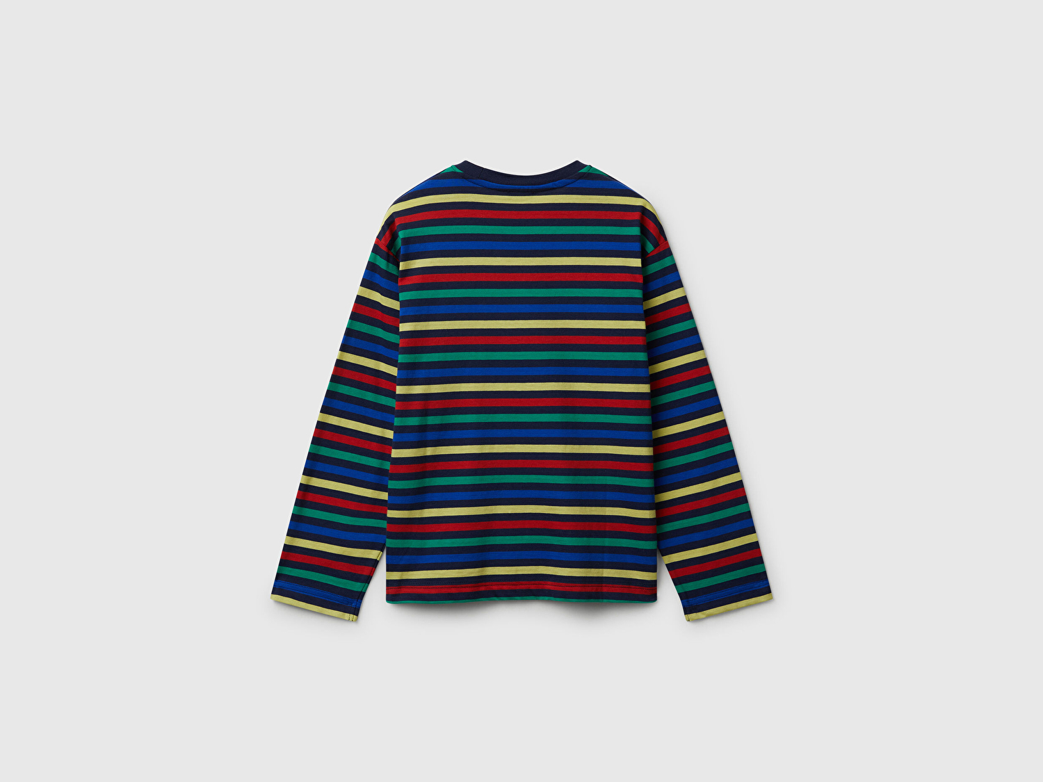 Benetton Erkek Çocuk Siyah Mix Çizgili Logo Detaylı Nervürlü Uzun Kollu T-shirt